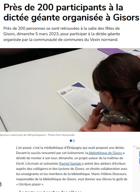 Article Paris Normandie Dictée 10032023