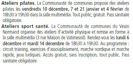 Ateliers Pilates et Sport Santé 02122021