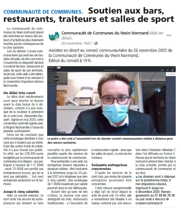 Dec 2020 Soutien aux bars restaurants