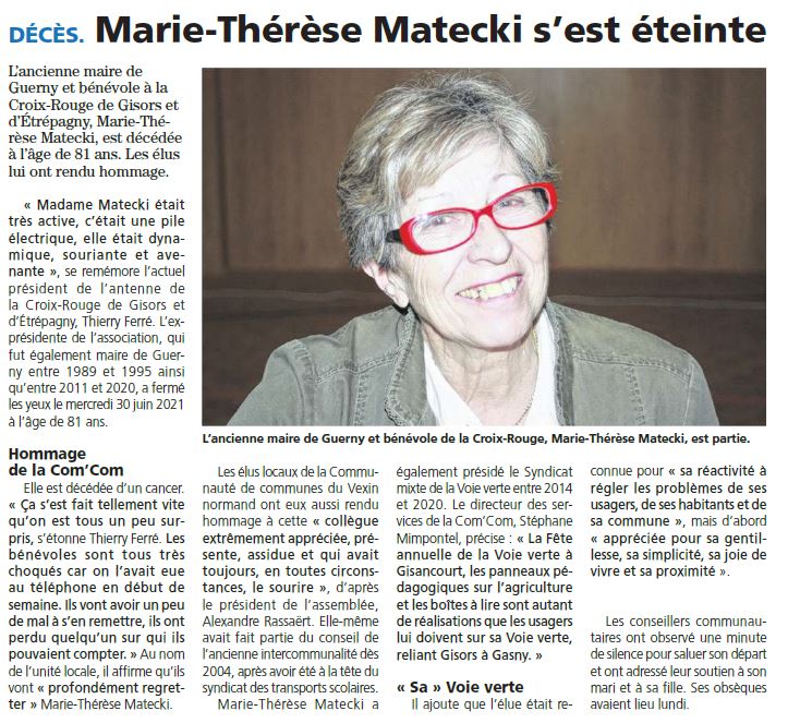 Décès Mme Matecki