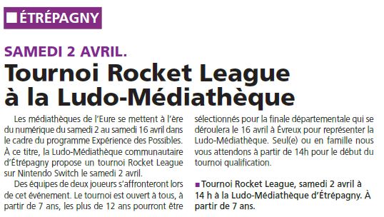 Tournoi rocket leaugue 31032022